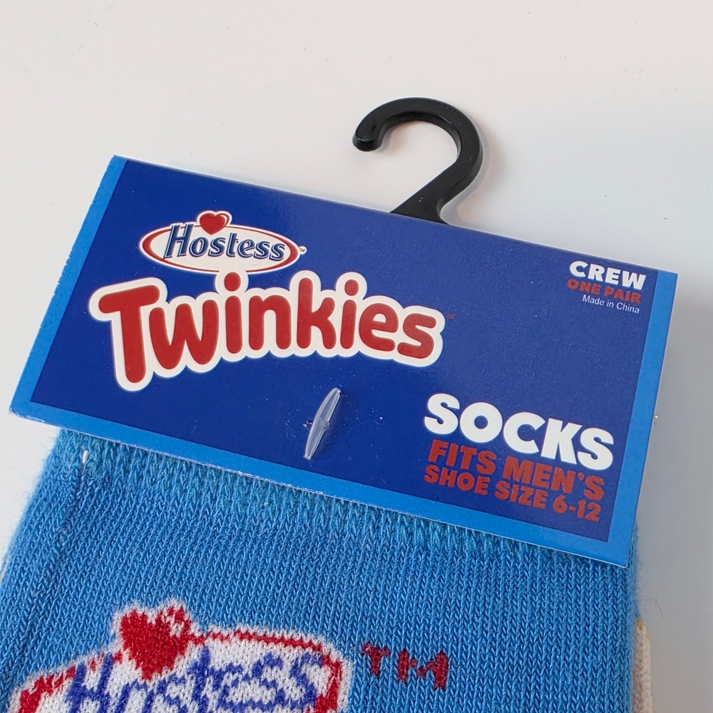 Hostess Twinkies Crew Socks Fits Men Shoe Size 6-12 Blue Orange Treat‎ Novelty - Picture 4 of 8